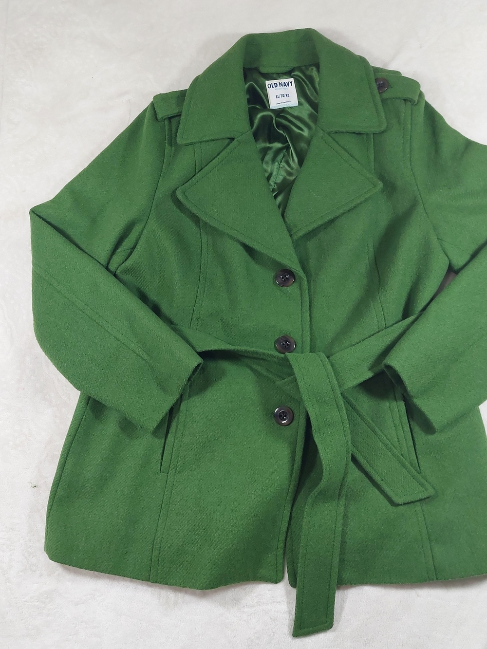 Old Navy Women's Green Belted Peacoat